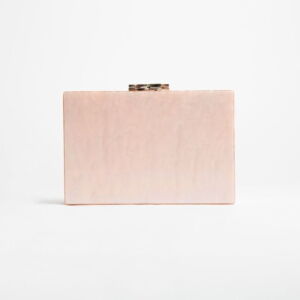 Bolsa de acrílico de color rosa nacarado personalizable.
